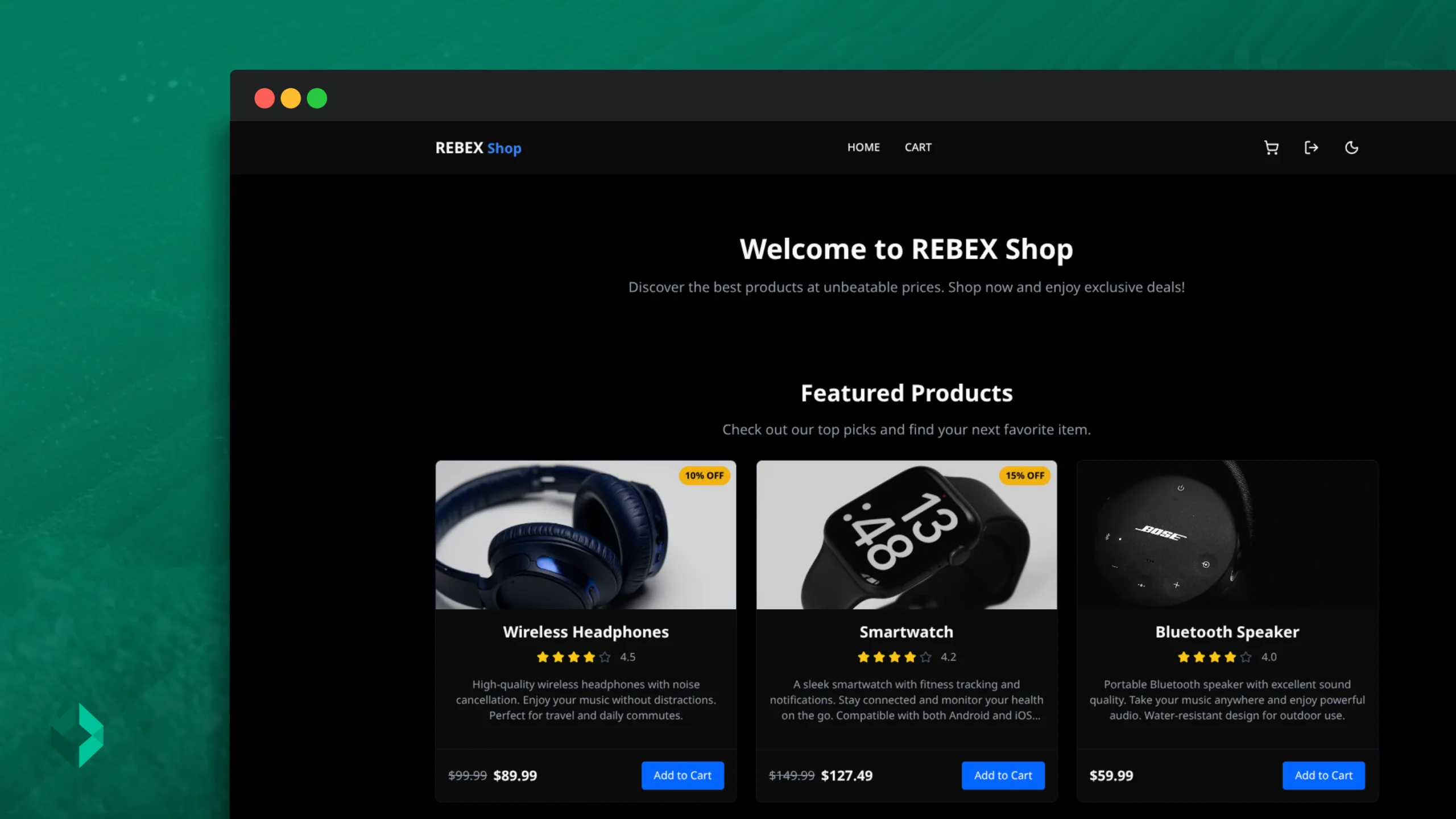 Rebex Shop - واجهة متجر إلكتروني